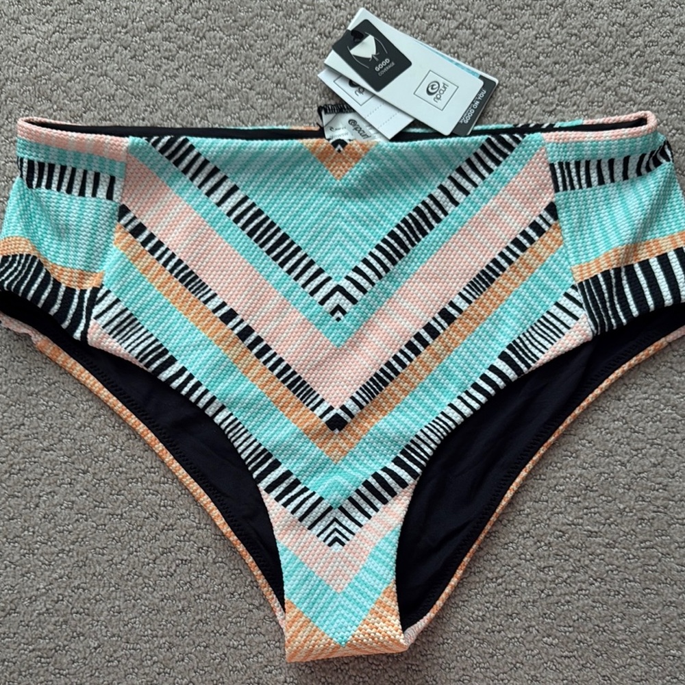 Colorful Geometric High-Waisted Bikini Bottom